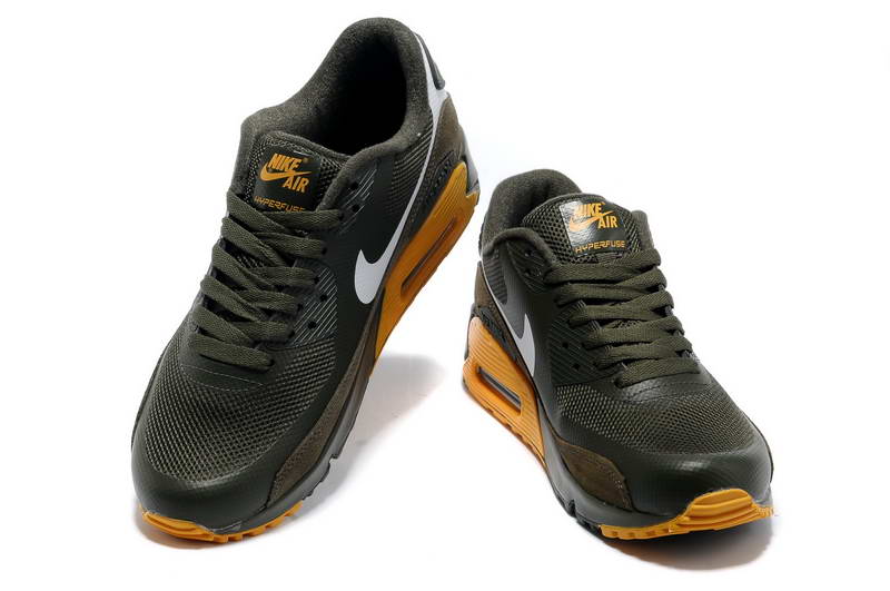 Air Max 90 Hyperfuse fourrure Chaussures Hommes Marron Jaune (1)